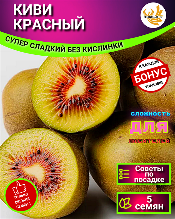 Киви Красный Супер Сладкий семена 5шт + Бонус + Рекомендации по проращиванию БЕСПЛАТНО 10544