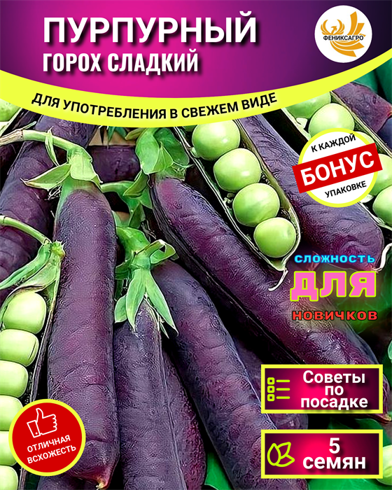 Горох Пурпурный Сладкий семена 5 шт + Советы по Посеву + Подарок 10075