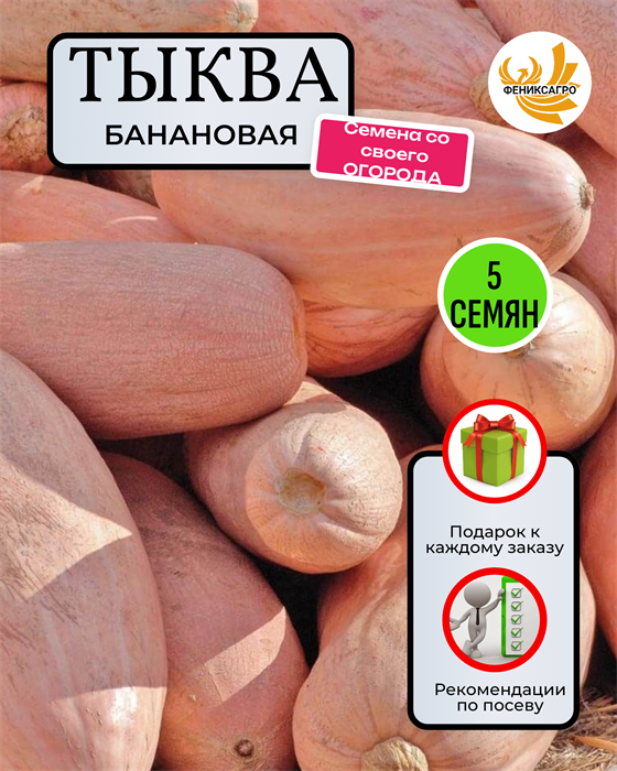 Банановая Тыква семена 5 шт со Своего Огорода + Советы по Посеву + Подарок 10101