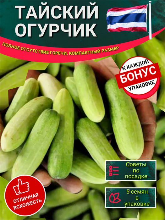 Тайский Огурчик семена 5шт + Бонус + Рекомендации по посеву БЕСПЛАТНО! 10166