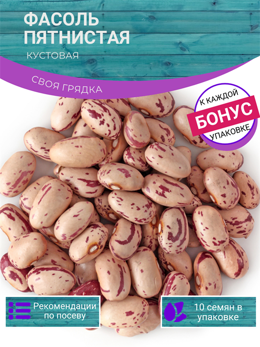 Фасоль Пятнистая Кустовая семена 10 шт Своя Грядка + Бонус + Рекомендации по посеву БЕСПЛАТНО! 10325