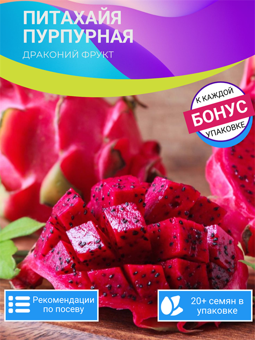 Питахайя Пурпурная семена 20 шт + Бонус + Рекомендации по проращиванию БЕСПЛАТНО 10359