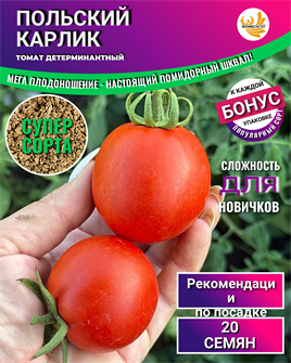 {{photo.Alt || photo.Description || 'Томат Польский Карлик семена 20 шт + Бонус + Рекомендации по посеву БЕСПЛАТНО!'}}